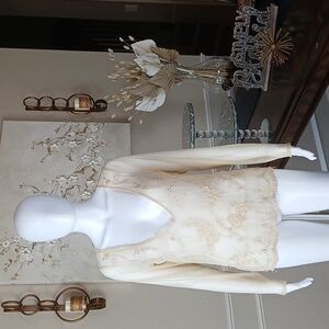 Elegant Cream Embellished Evening Top By New York & Company. Size M